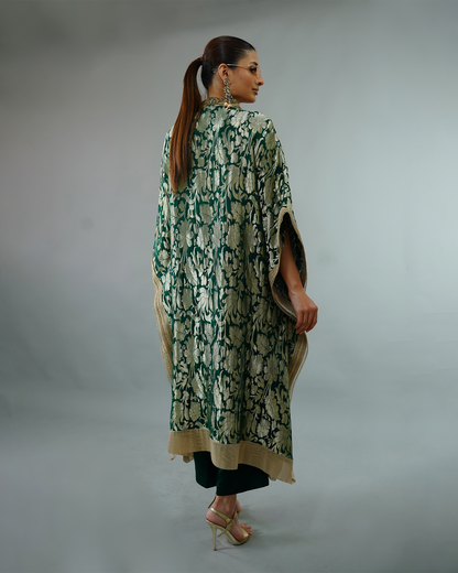 Silk Brocade Kaftan Green