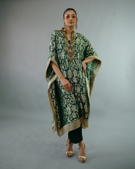 Silk Brocade Kaftan Green