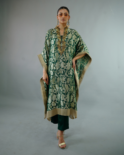 Silk Brocade Kaftan Green