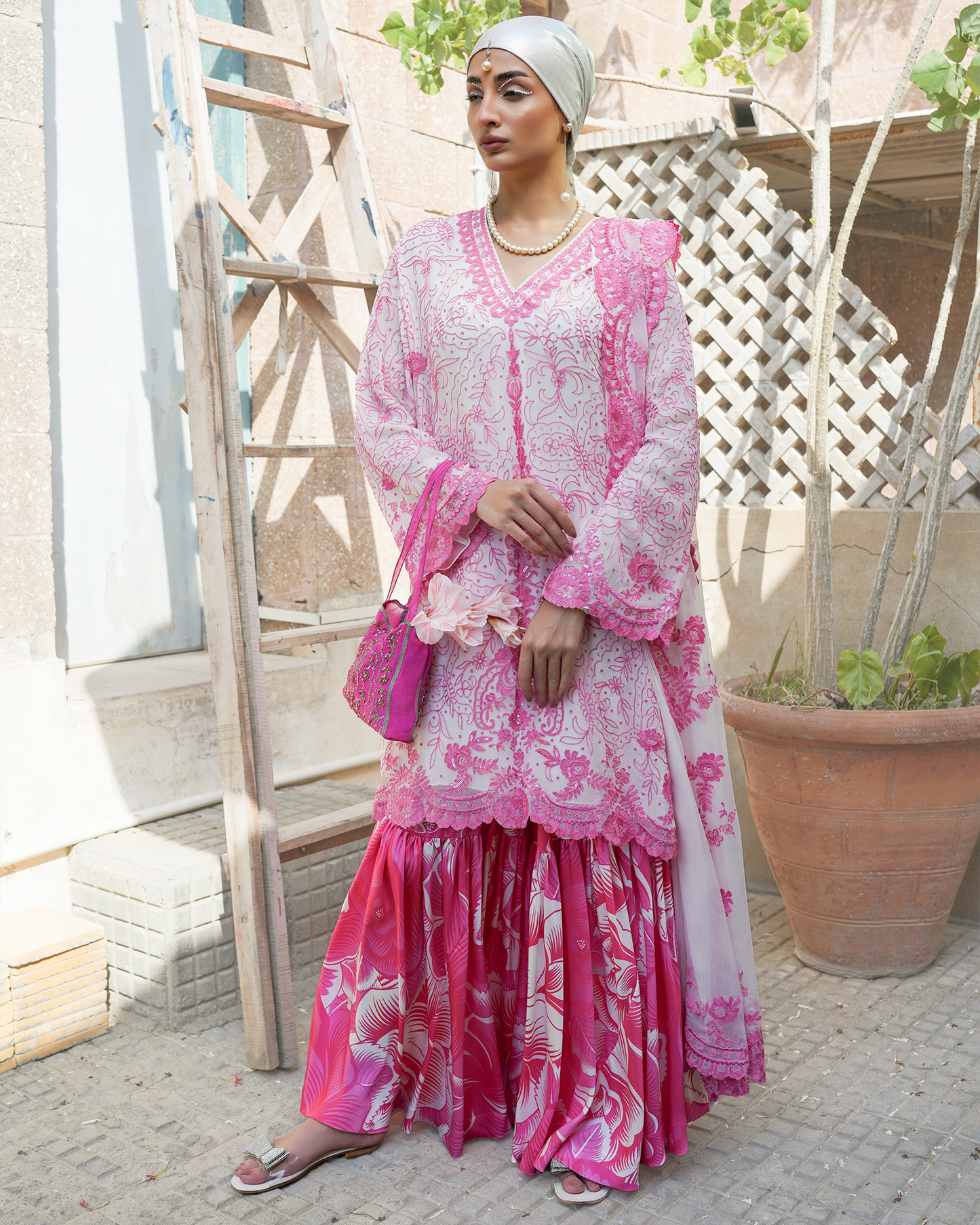 Pink Rose Gharara