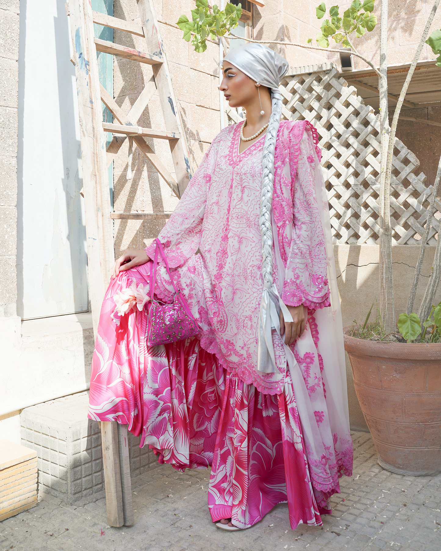 Pink Rose Gharara